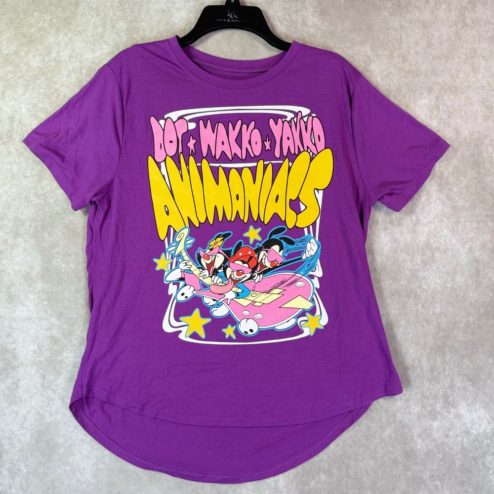 Animaniacs 90s Nostalgia Graphic T Shirt Women XXL 19 Purple Cartoon Dot Wakko